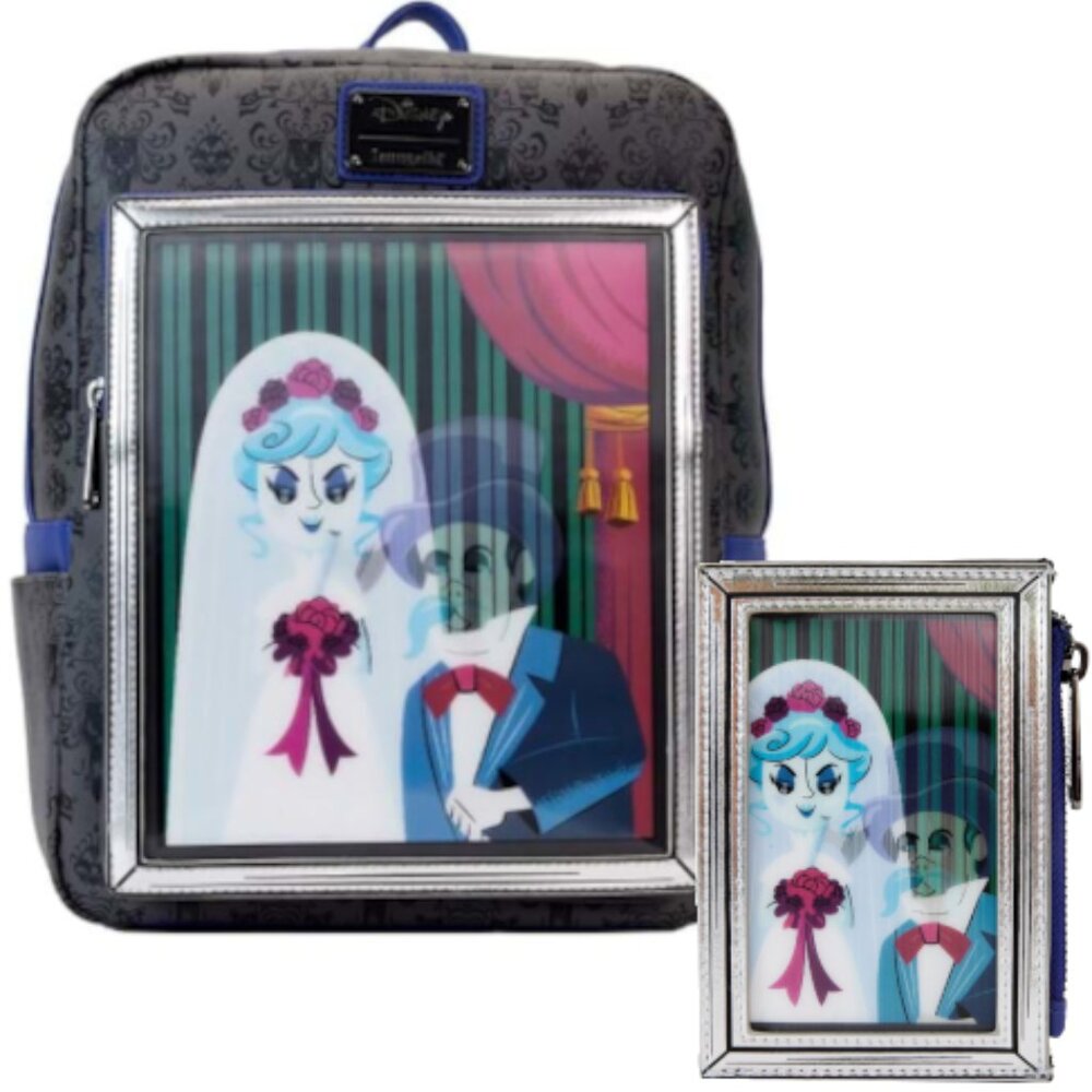 Disney Haunted Mansion Black Widow Bride Loungefly Mini Backpack AND Wallet